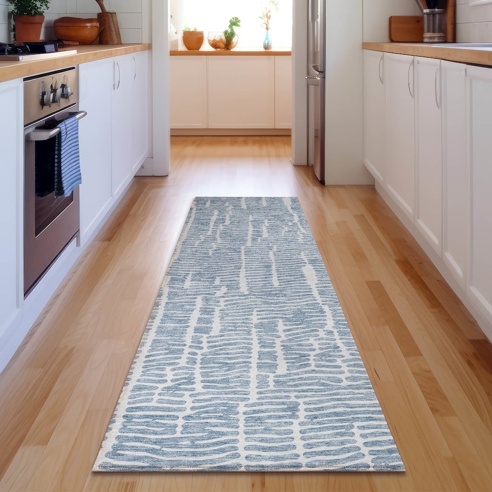 Premium Machine Washable Mayfield AMF830 Blue 2'3" x 7'6" Runner Rug
