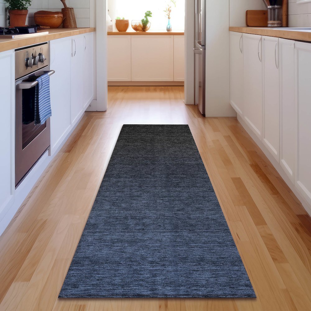 Premium Machine Washable Mayfield AMF844 Navy 2'3" x 7'6" Runner Rug