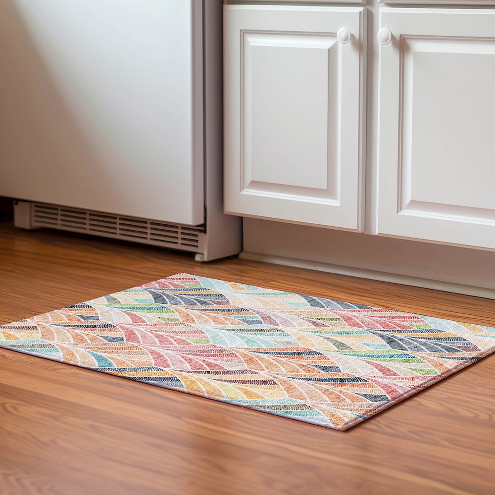 Premium Machine Washable Mayfield AMF851 Orange 1'8" x 2'6" Rug