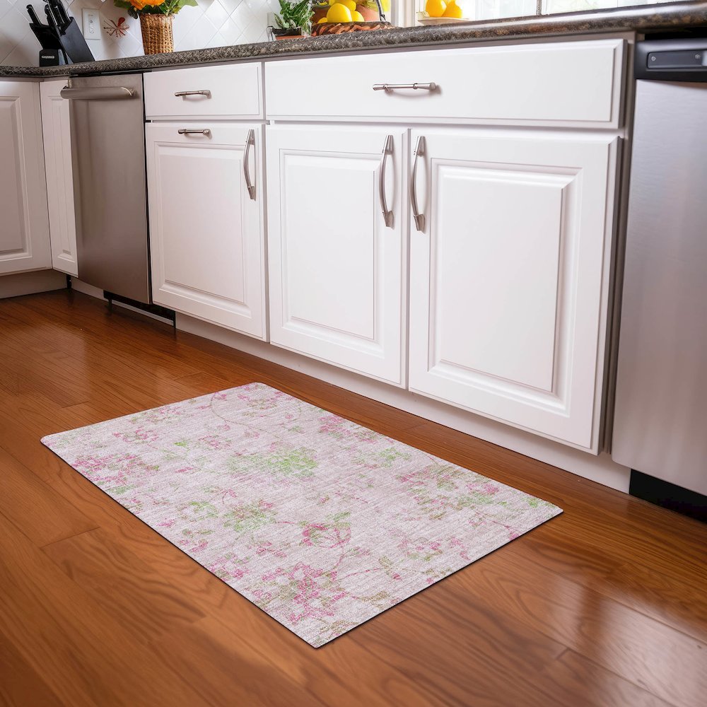 Premium Machine Washable Mayfield AMF856 Pink 1'8" x 2'6" Rug