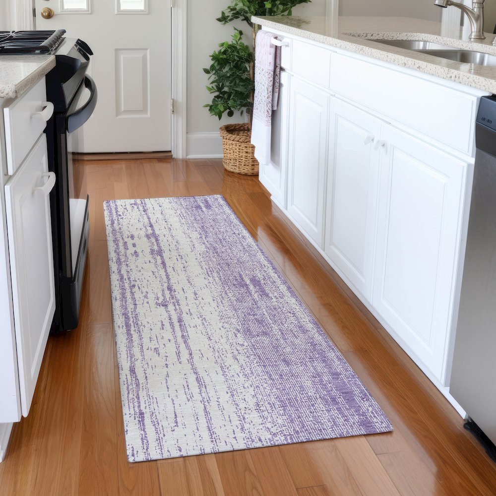 Premium Machine Washable Mayfield AMF861 Purple 2'3" x 7'6" Runner Rug