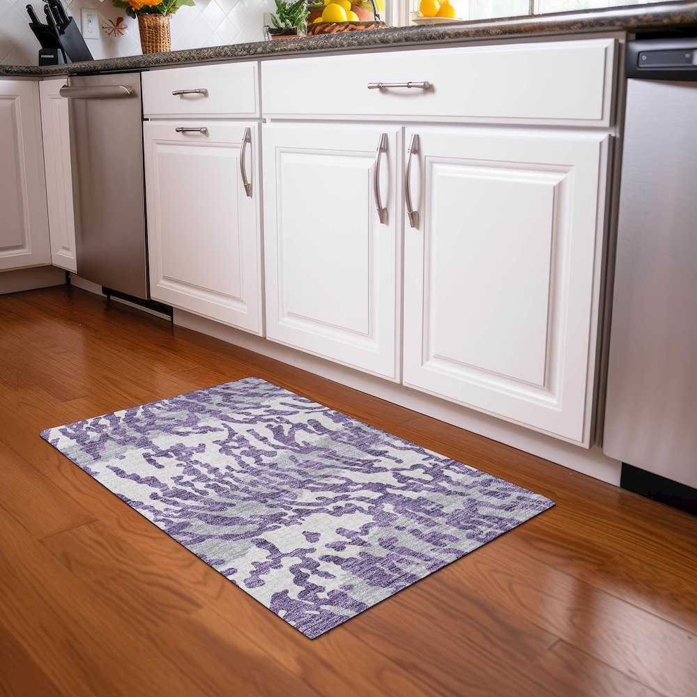 Premium Machine Washable Mayfield AMF873 Purple 1'8" x 2'6" Rug