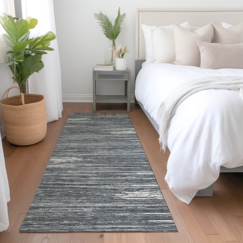 Premium Machine Washable Mayfield AMF896 Gray 2'3" x 7'6" Runner Rug