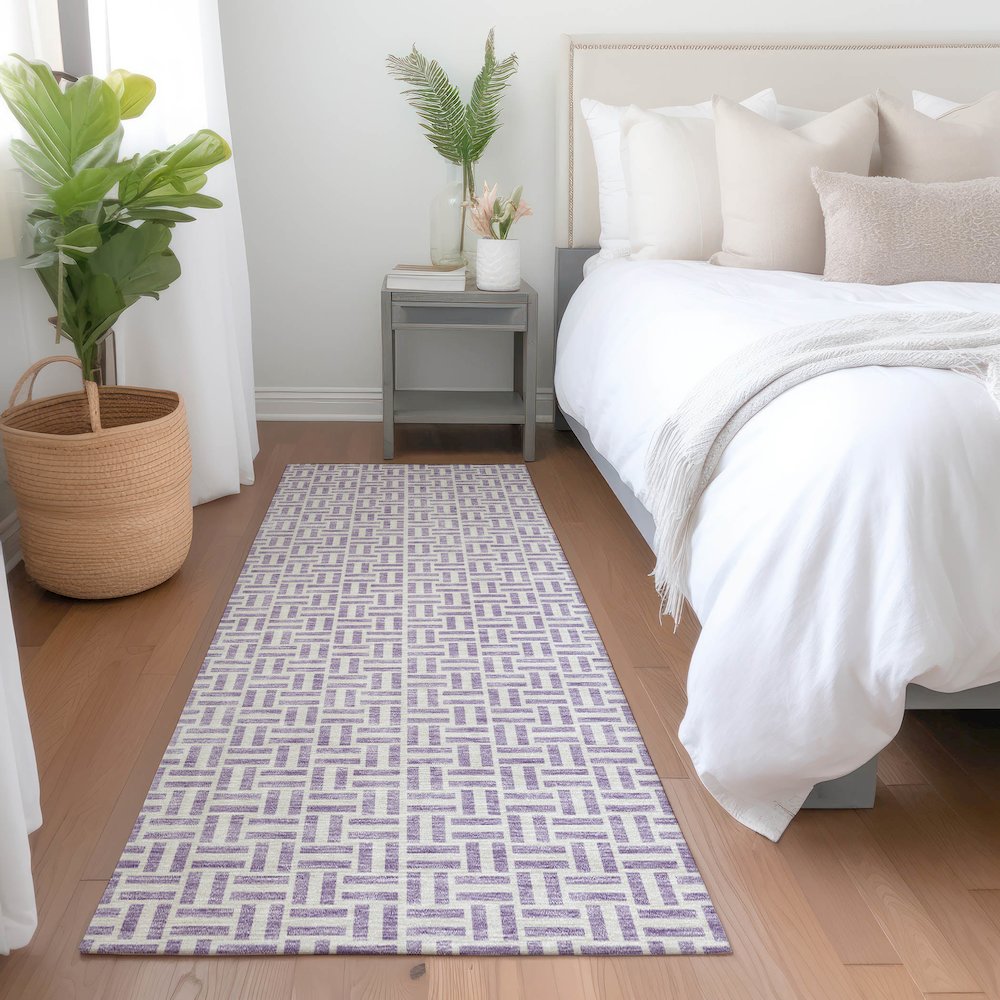 Premium Machine Washable Mayfield AMF911 Lavender 2'3" x 7'6" Runner Rug