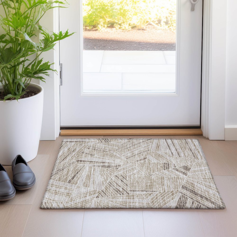 Premium Machine Washable Mayfield AMF915 Beige 1'8" x 2'6" Rug