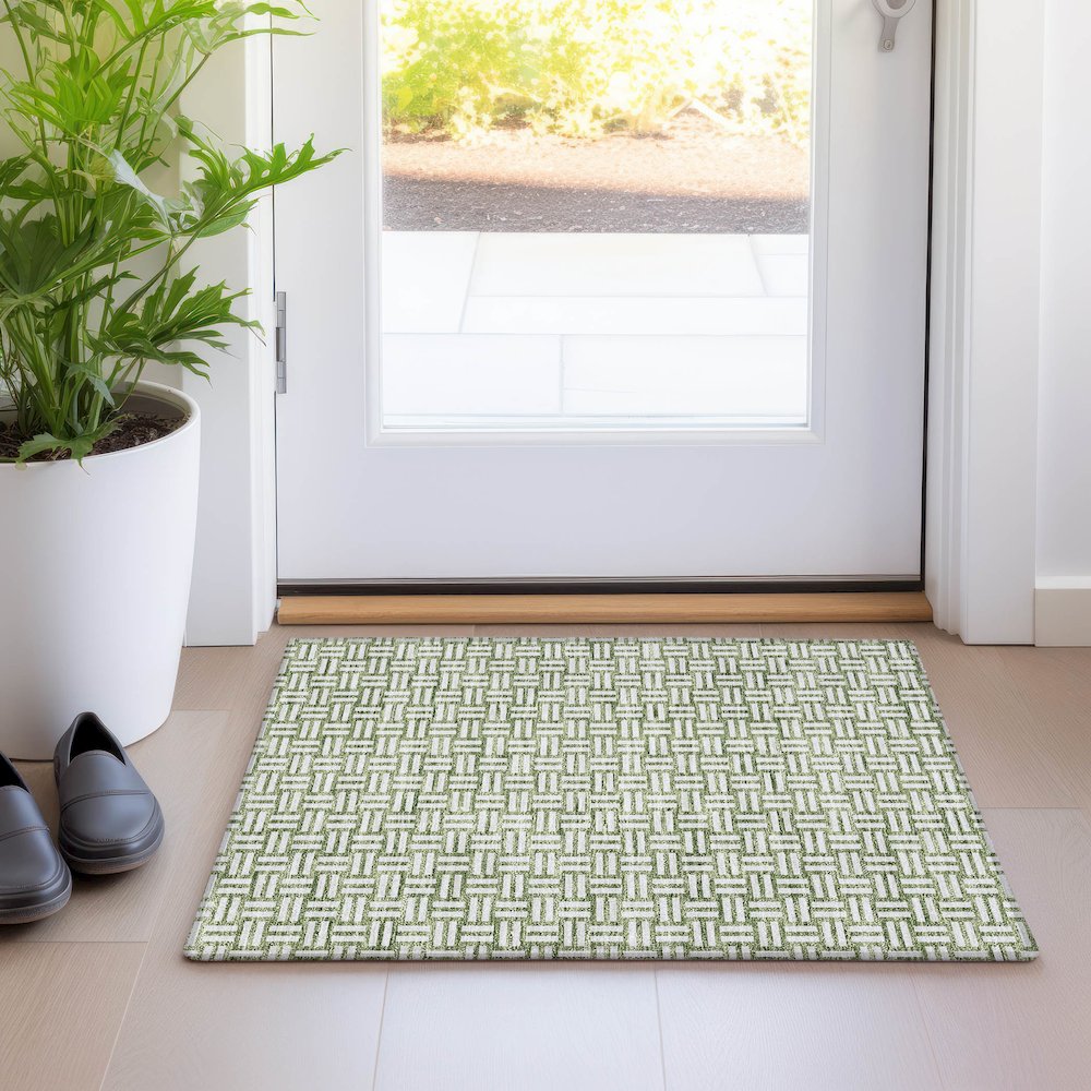 Premium Machine Washable Mayfield AMF925 Green 1'8" x 2'6" Rug