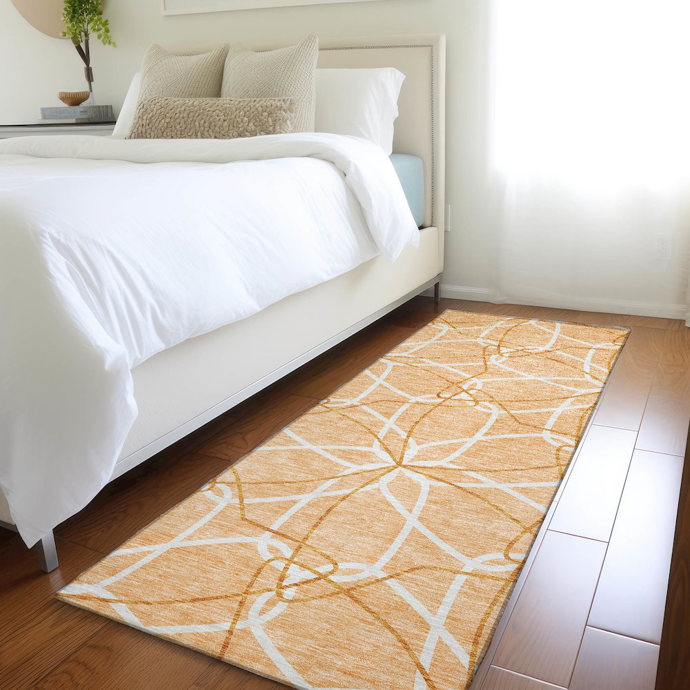 Premium Machine Washable Mayfield AMF950 Peach 2'3" x 7'6" Runner Rug
