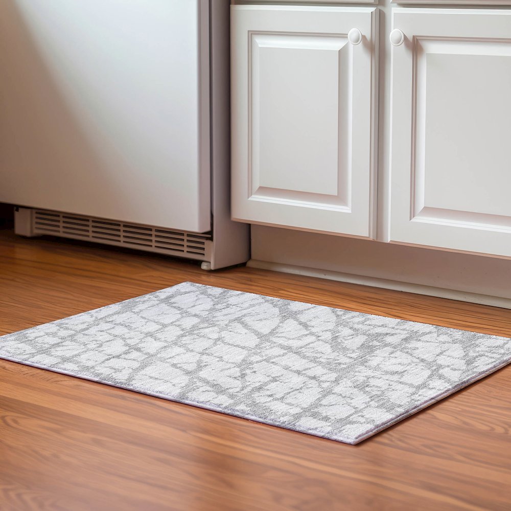Premium Machine Washable Mayfield AMF972 Silver 1'8" x 2'6" Rug