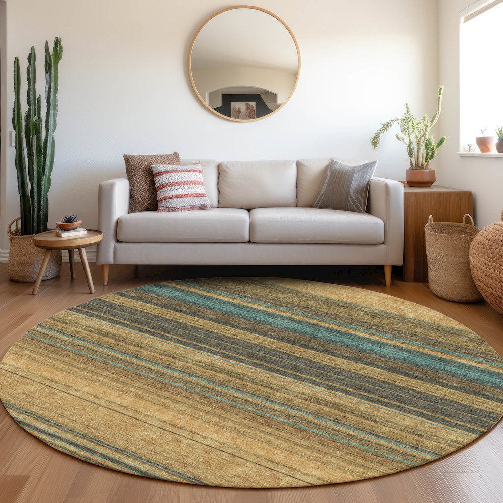 Premium Machine Washable Mayfield AMF979 Wheat 8' x 8' Round Rug