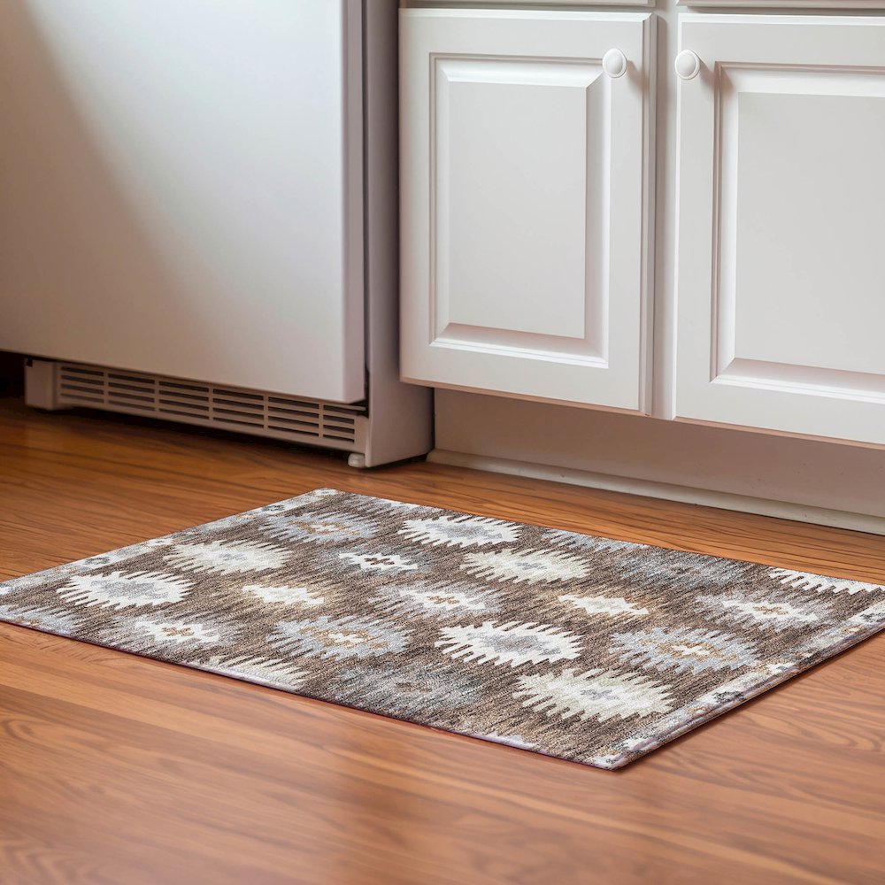 Premium Machine Washable Mayfield AMF983 Brown 1'8" x 2'6" Rug