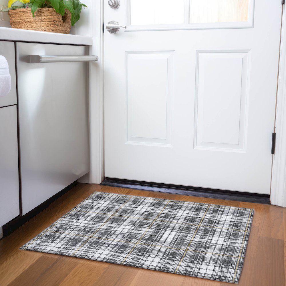 Premium Machine Washable Mayfield AMF993 Charcoal 1'8" x 2'6" Rug