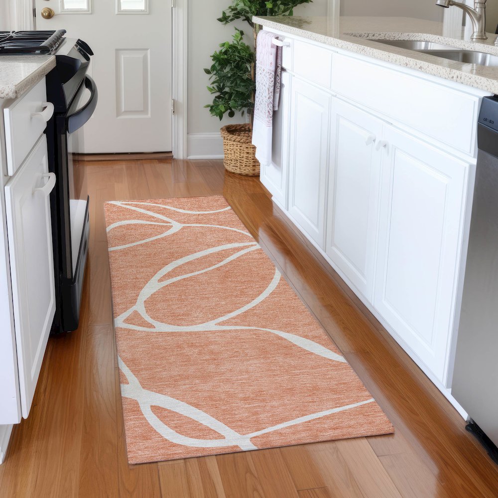 Premium Machine Washable Mayfield AMF999 Salmon 2'3" x 7'6" Runner Rug