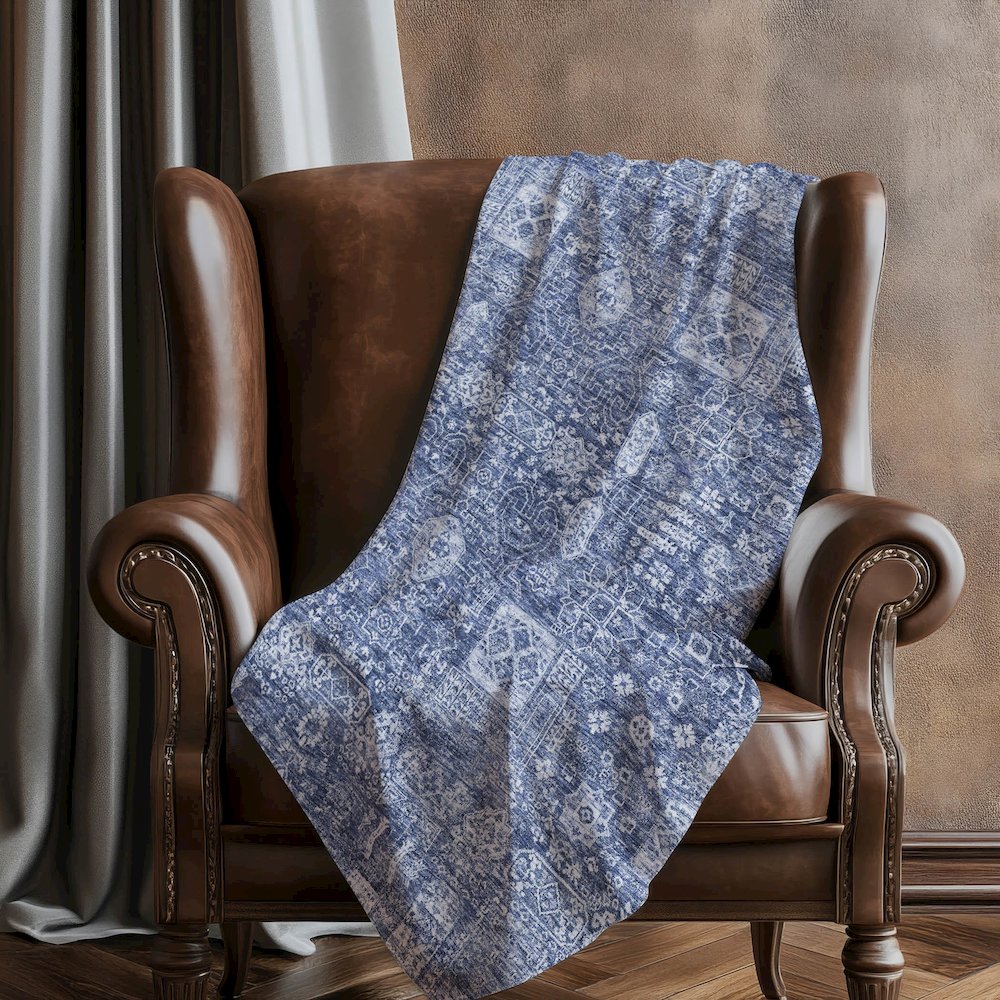 Premium Machine Washable ASB637 Navy 50" x 70" Sherpa Throw Blanket