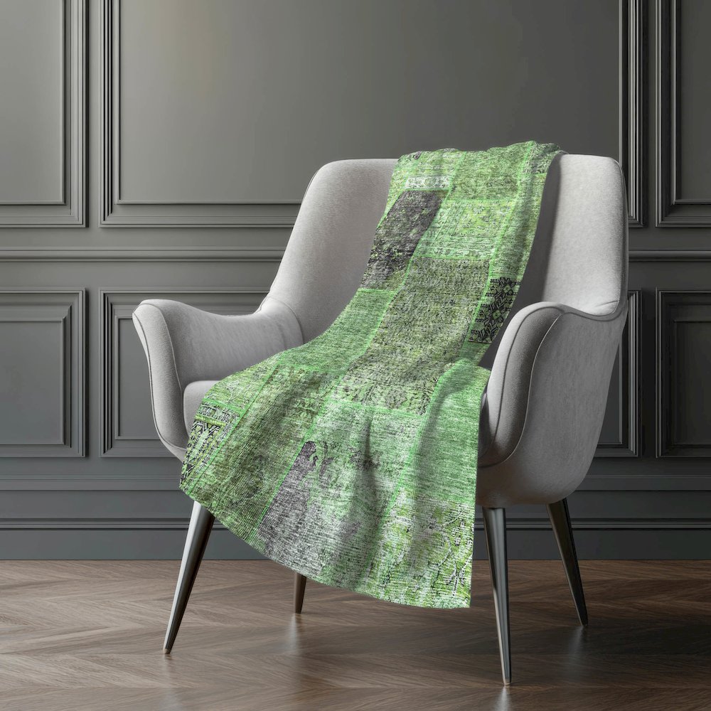 Premium Machine Washable ASB669 Green 50" x 70" Sherpa Throw Blanket