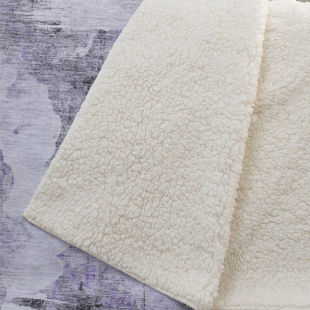 Premium Machine Washable ASB710 Purple 50" x 70" Sherpa Throw Blanket