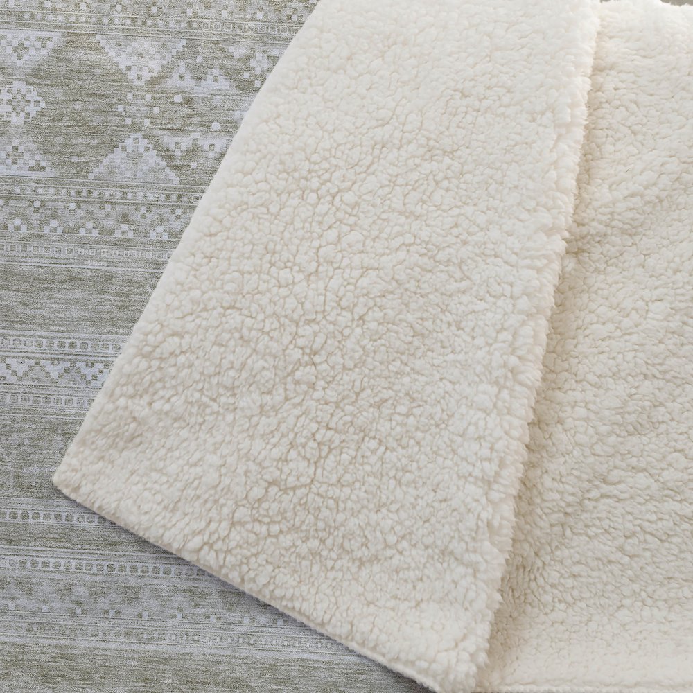Premium Machine Washable ASB714 Khaki 50" x 70" Sherpa Throw Blanket