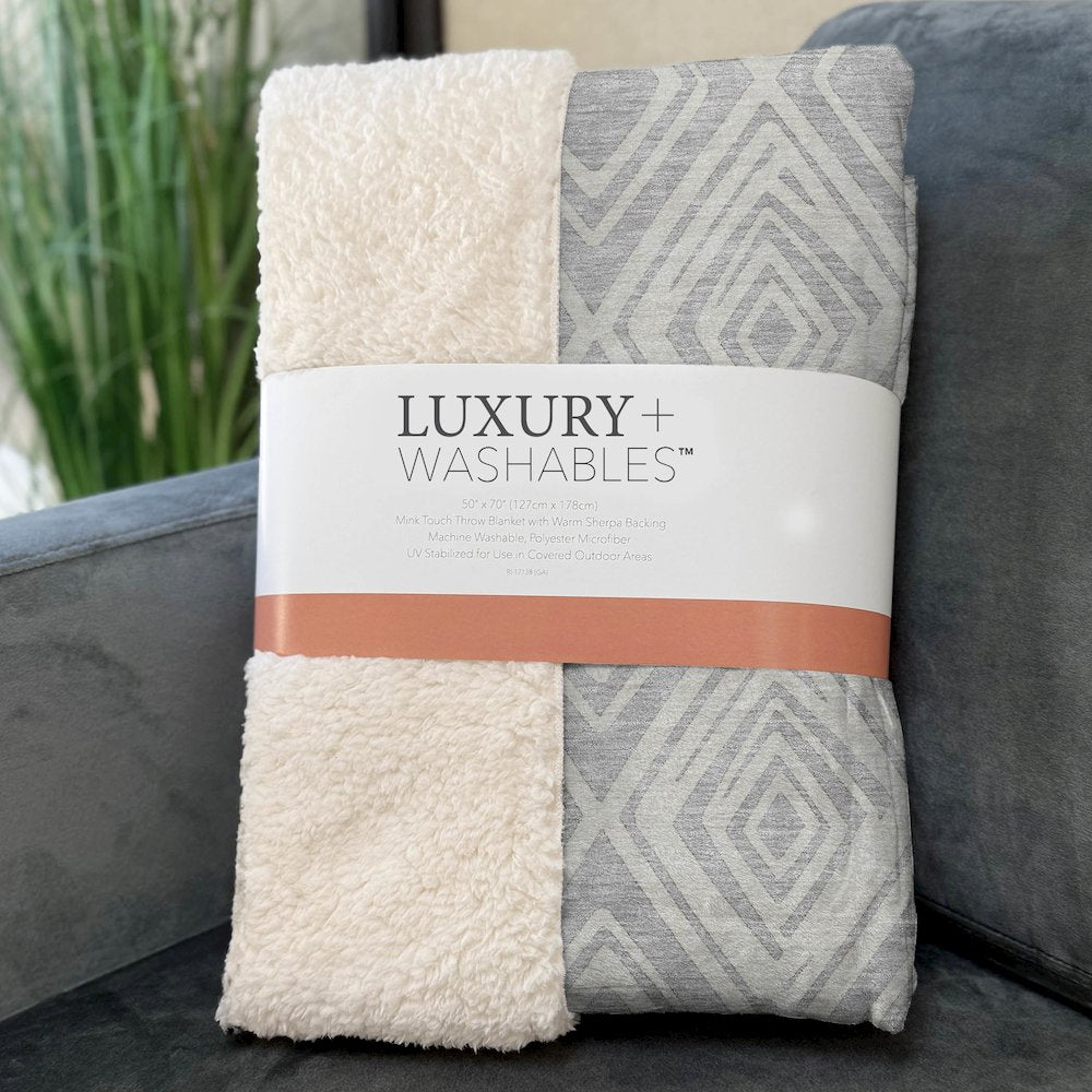 Premium Machine Washable ASB737 Pewter 50" x 70" Sherpa Throw Blanket