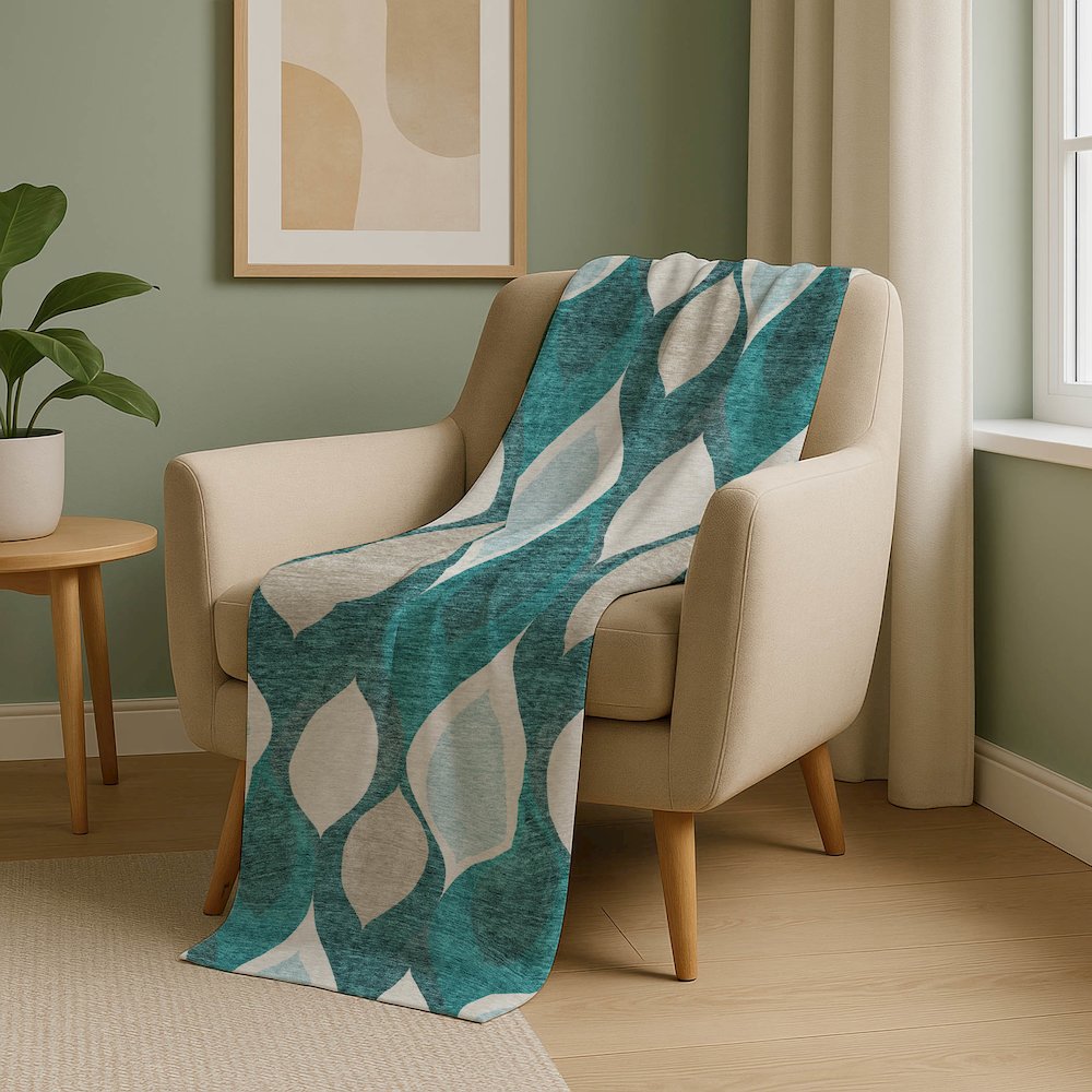 Premium Machine Washable ASB749 Teal 50" x 70" Sherpa Throw Blanket