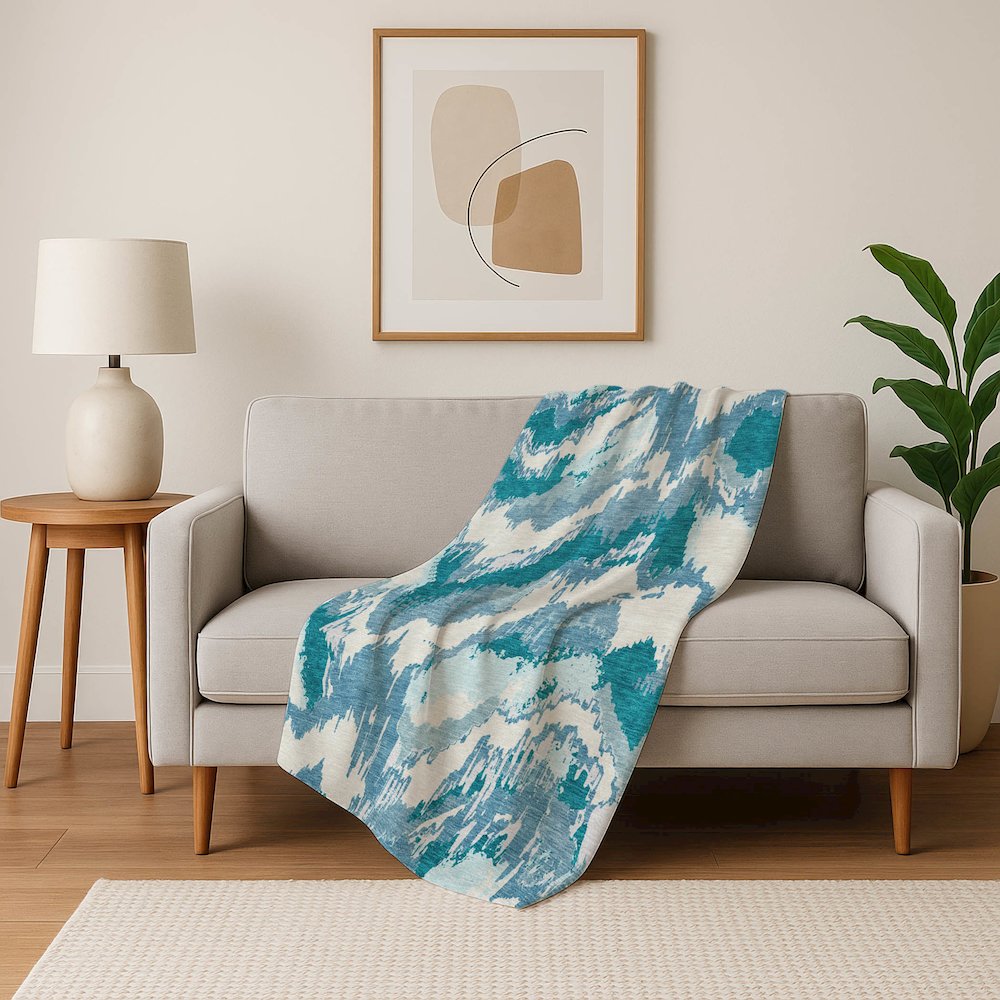 Premium Machine Washable ASB865 Teal 50" x 70" Sherpa Throw Blanket