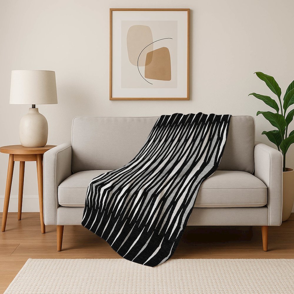 Premium Machine Washable ASB881 Black 50" x 70" Sherpa Throw Blanket