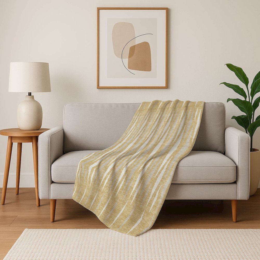 Premium Machine Washable ASB881 Gold 50" x 70" Sherpa Throw Blanket