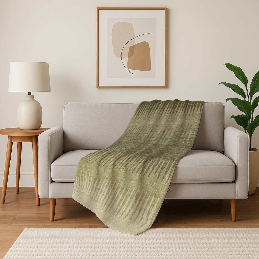 Premium Machine Washable ASB886 Green 50" x 70" Sherpa Throw Blanket