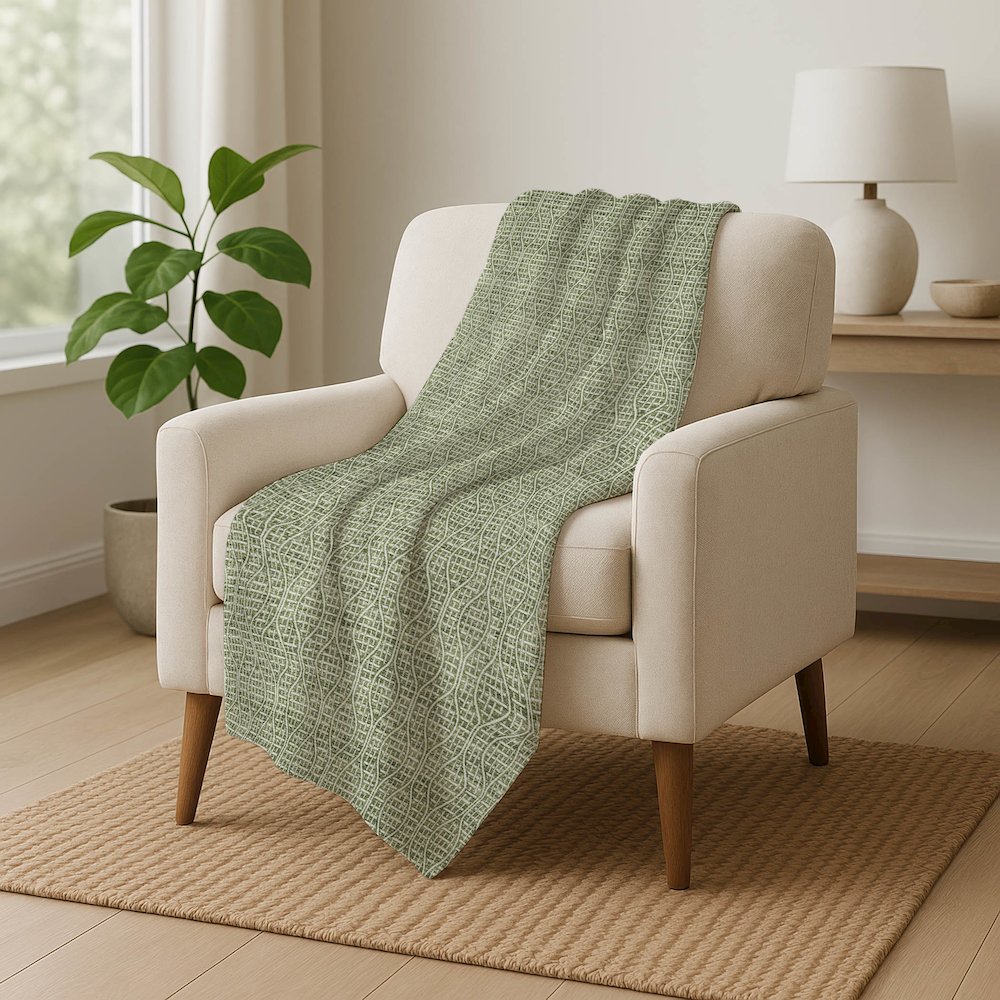Premium Machine Washable ASB926 Green 50" x 70" Sherpa Throw Blanket