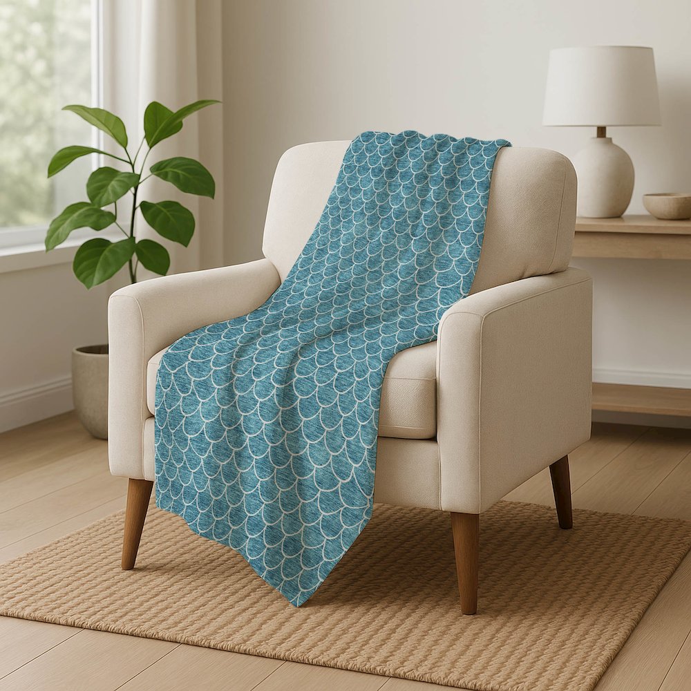 Premium Machine Washable ASB933 Teal 50" x 70" Sherpa Throw Blanket