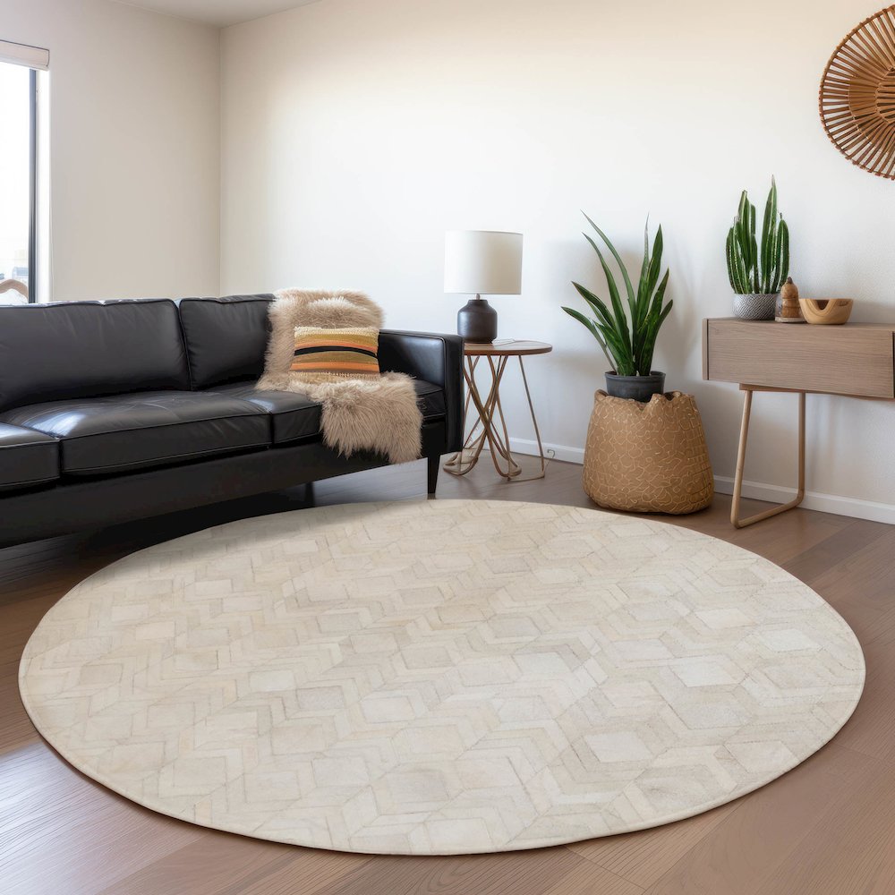 Luxury Washable Indoor/Outdoor Bozeman Linen 8' x 8' Round Rug