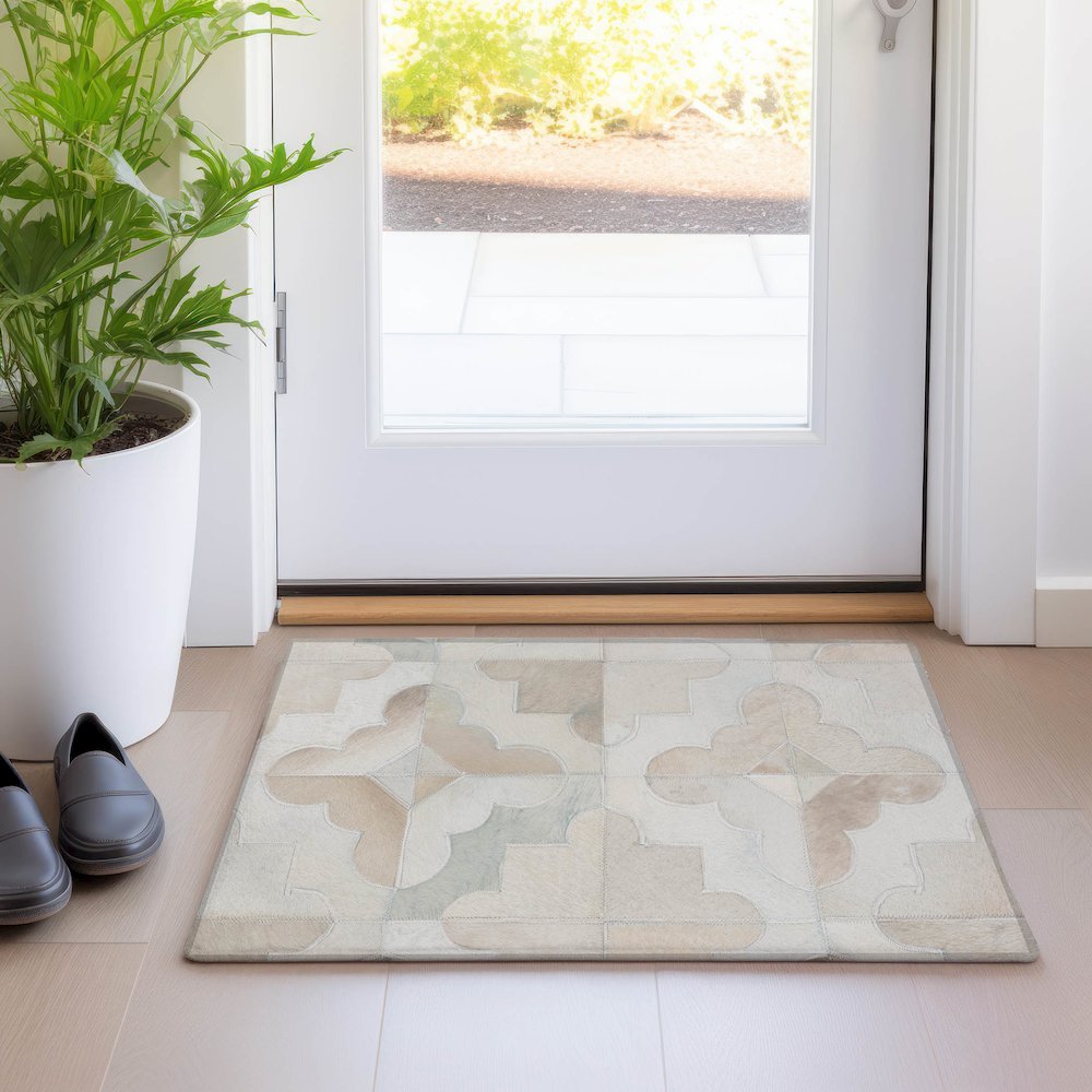 Luxury Washable Indoor/Outdoor Bozeman Linen 1'8" x 2'6" Rug