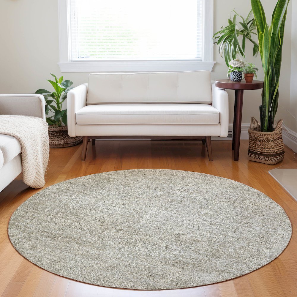 Luxury Washable Indoor/Outdoor Burano Linen 8' x 8' Round Rug