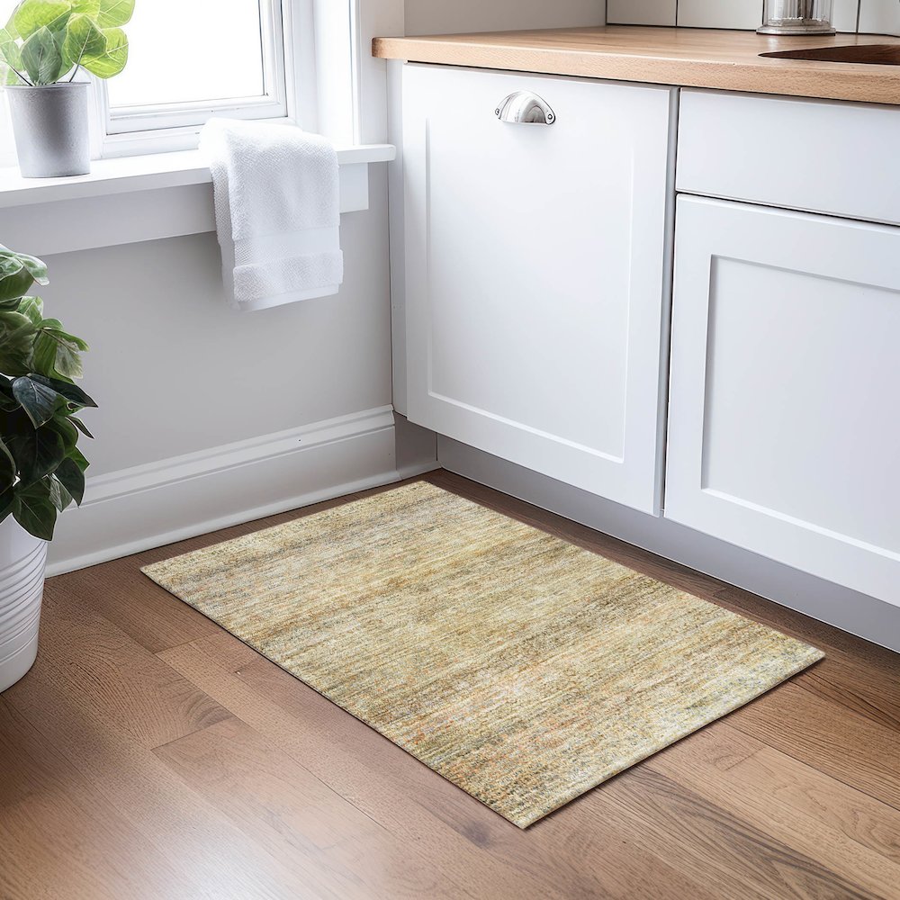 Luxury Washable Indoor/Outdoor Burano Wheat 1'8" x 2'6" Rug