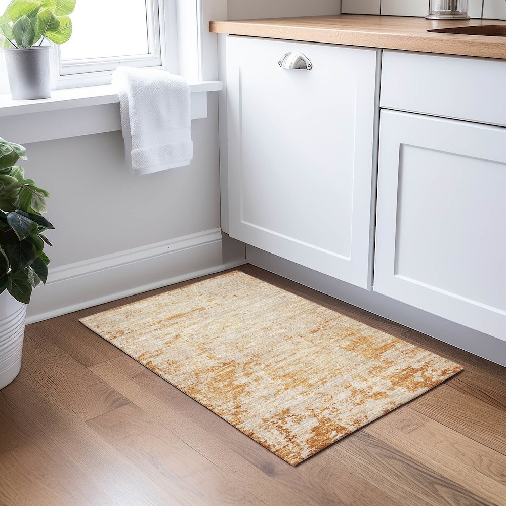 Luxury Washable Indoor/Outdoor Burano Copper 1'8" x 2'6" Rug