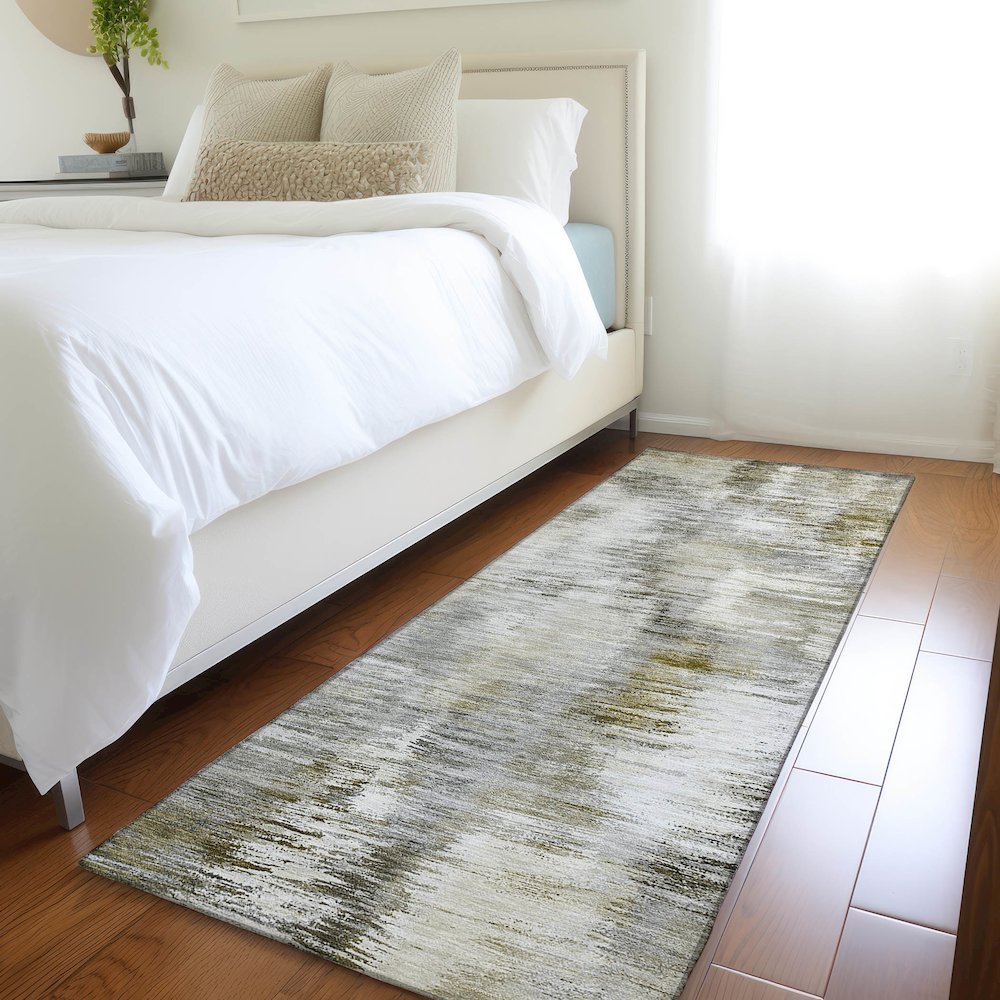Luxury Washable Indoor/Outdoor Kochi Mocha 2'3" x 7'6" Runner Rug