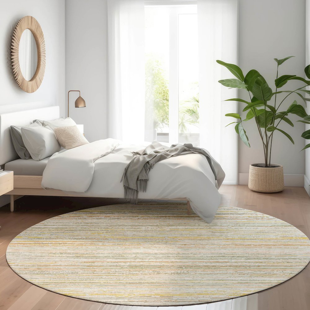 Luxury Washable Indoor/Outdoor Kochi Sage 8' x 8' Round Rug