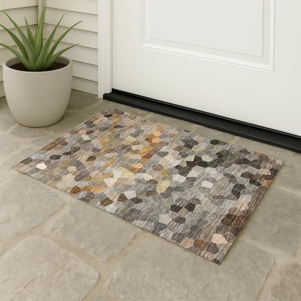 Luxury Washable Indoor/Outdoor Kaleidoscope KL1 Gray 1'8" x 2'6" Rug