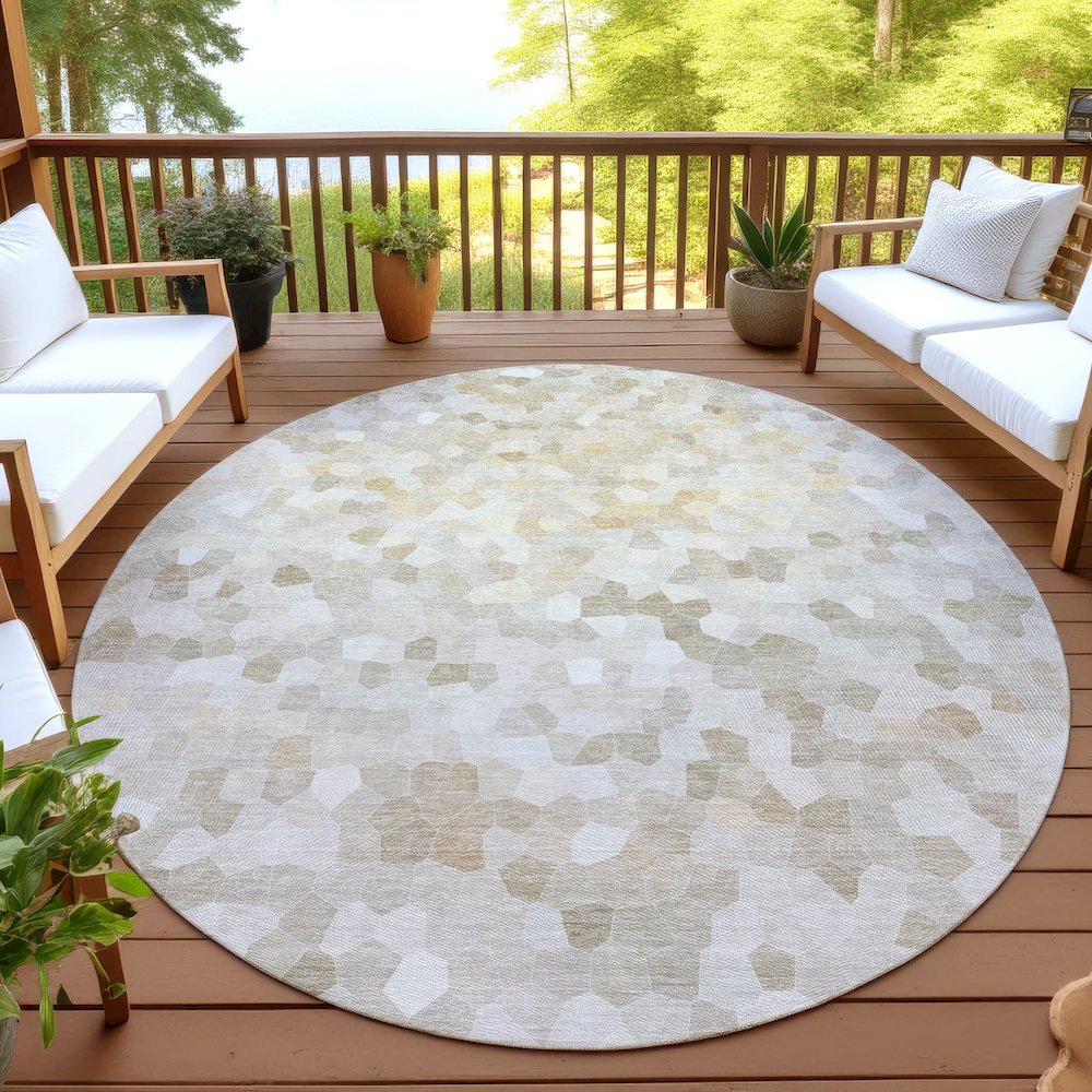 Luxury Washable Indoor/Outdoor Kaleidoscope KL1 Ivory 8' x 8'