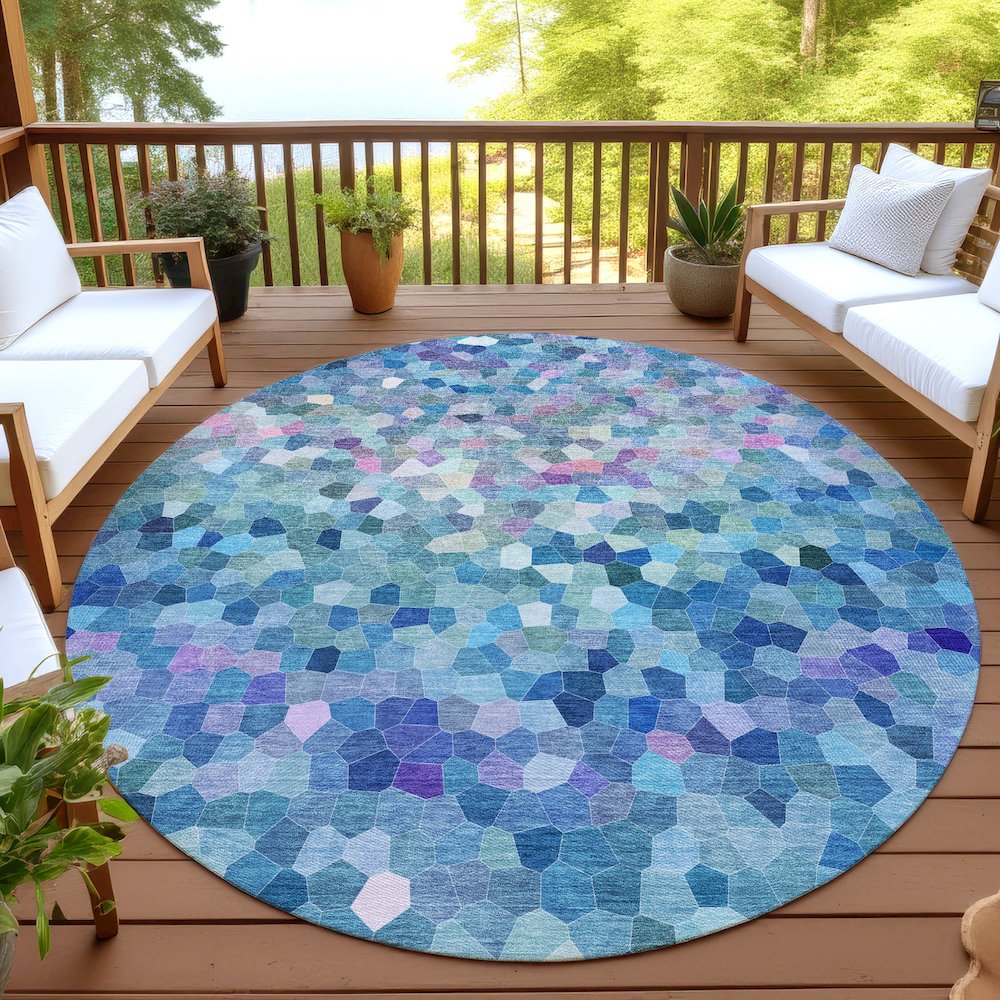 Luxury Washable Indoor/Outdoor Kaleidoscope KL1 Teal 8' x 8'