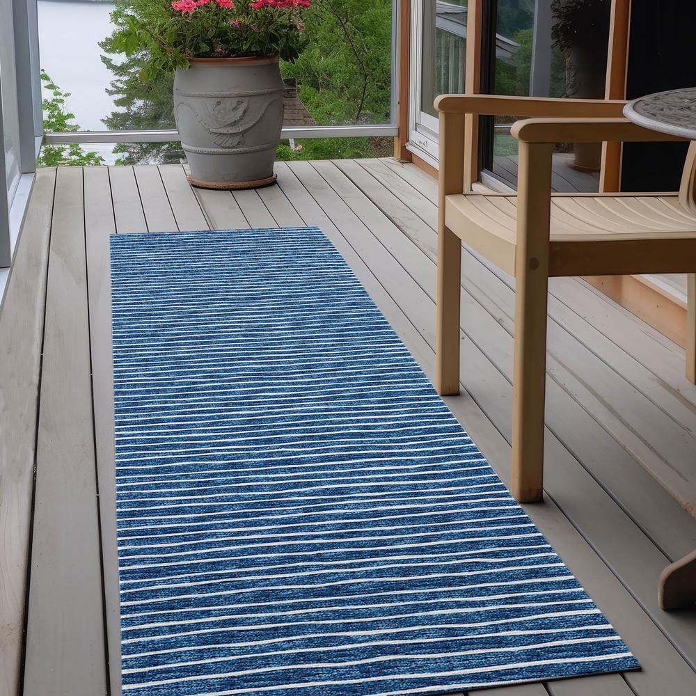 Indoor/Outdoor Laidley LA1 Navy Washable 2'3" x 10' Rug