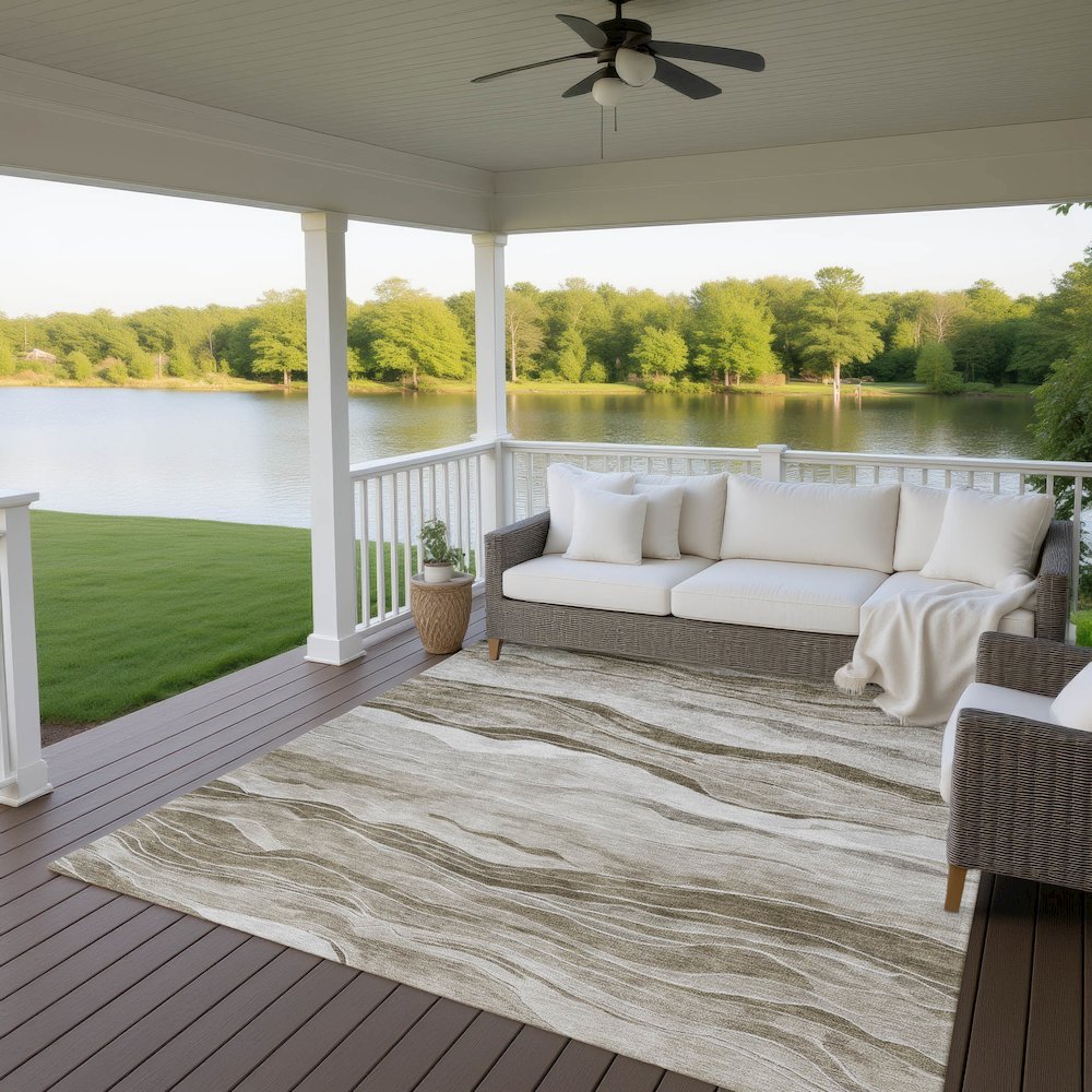 Machine Washable Indoor/Outdoor Pacifica Brown 2'6" x 3'10" Rug