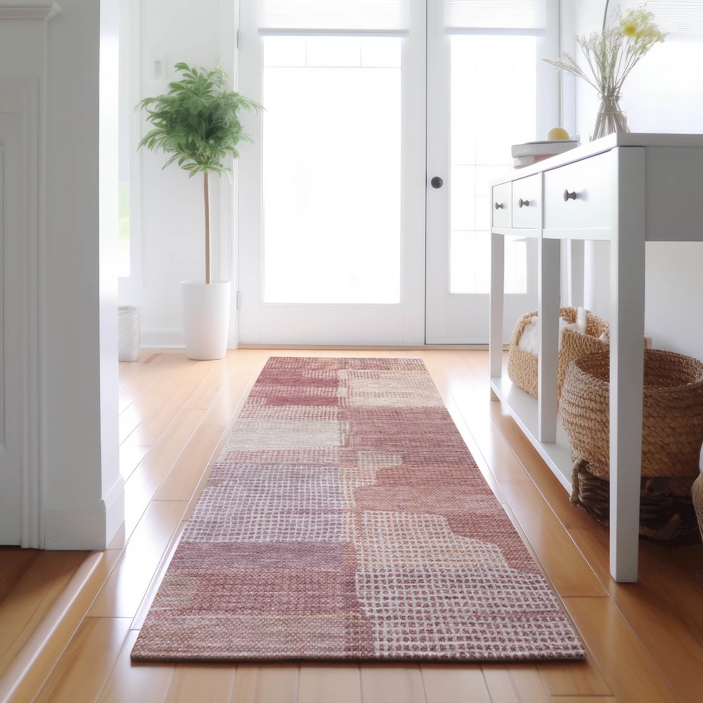 Luxury Washable Indoor/Outdoor Ravenna Blush 2'3" x 7'6" Runner Rug