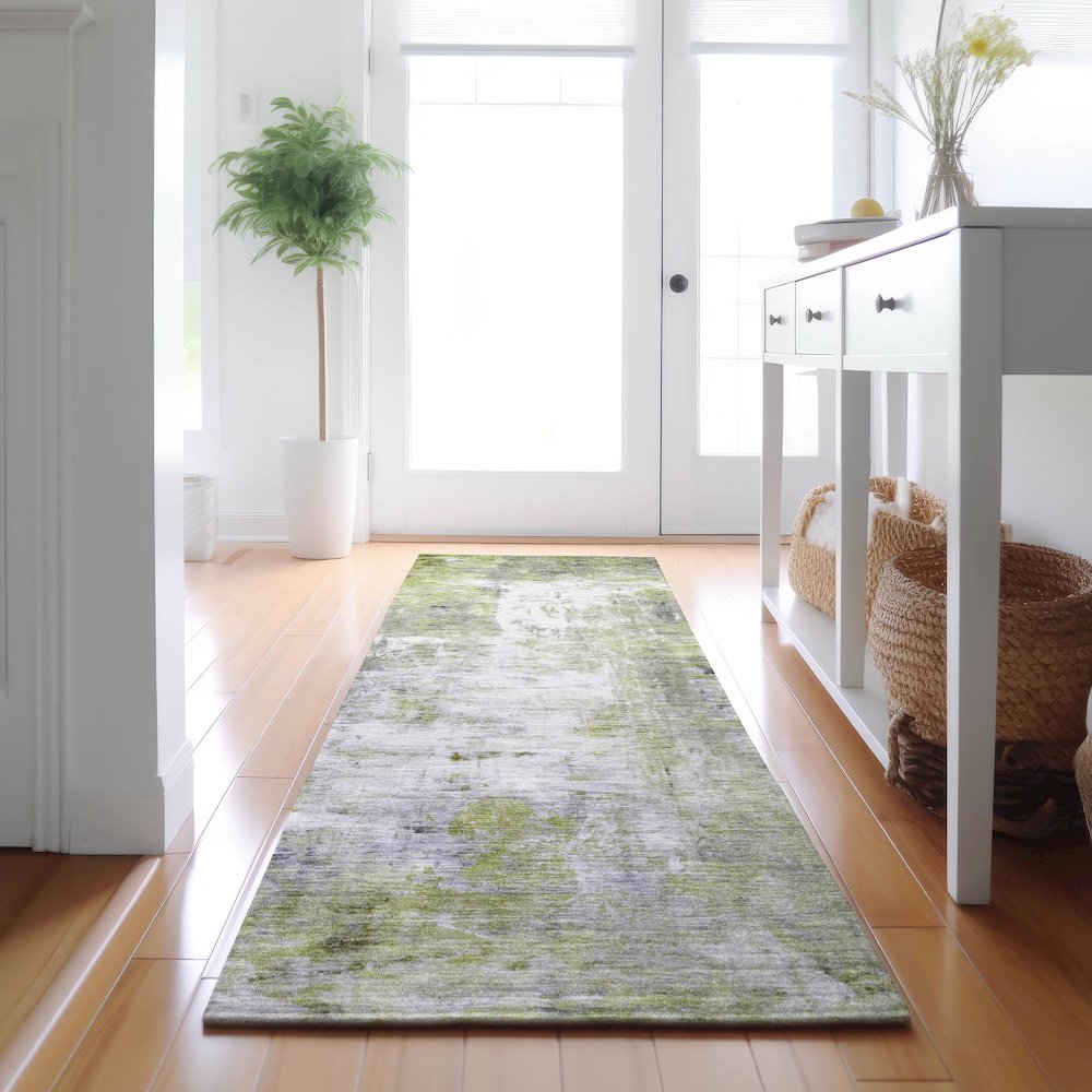 Luxury Washable Indoor/Outdoor Ravenna Aloe 2'3" x 7'6" Runner Rug