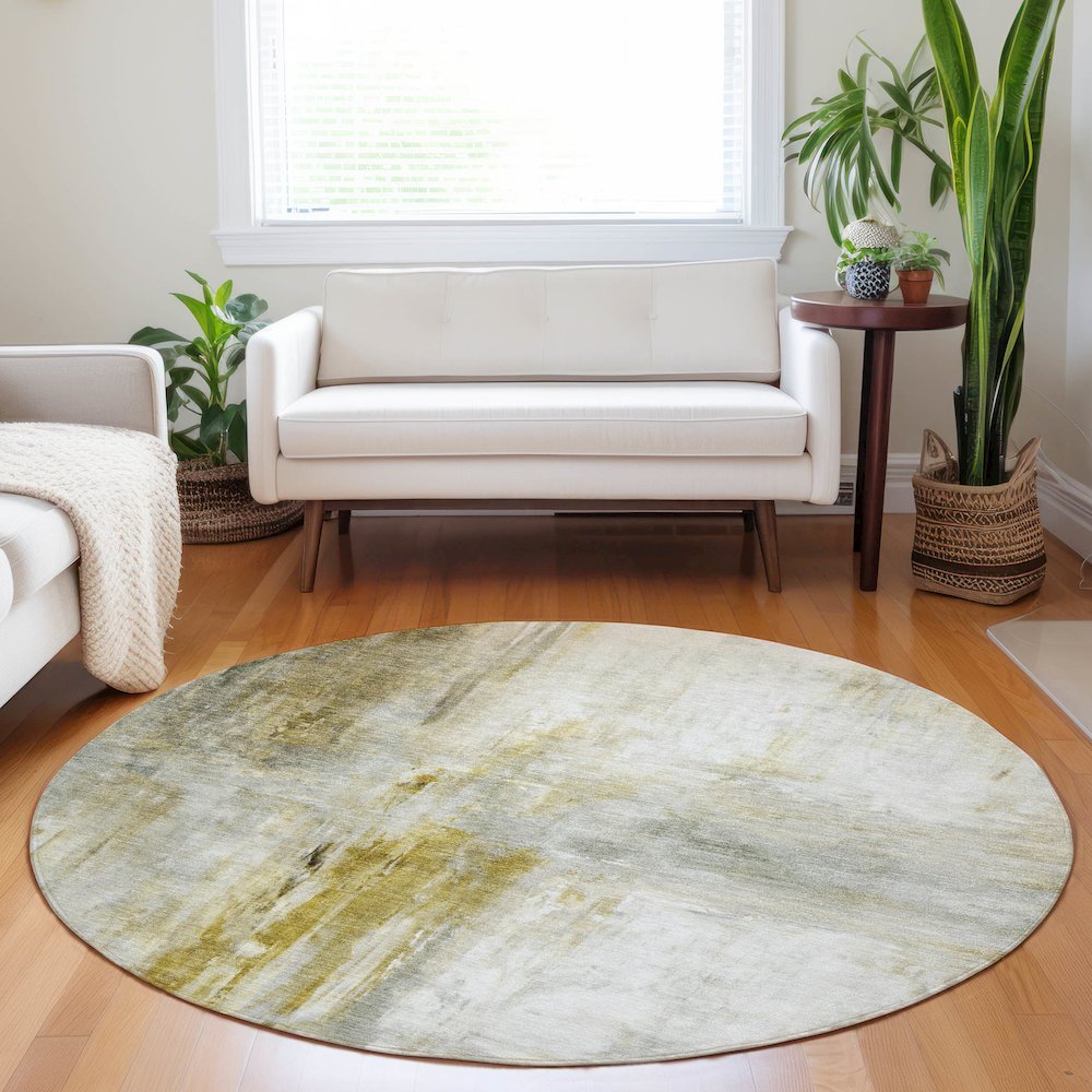 Luxury Washable Indoor/Outdoor Ravenna Taupe 8' x 8' Round Rug
