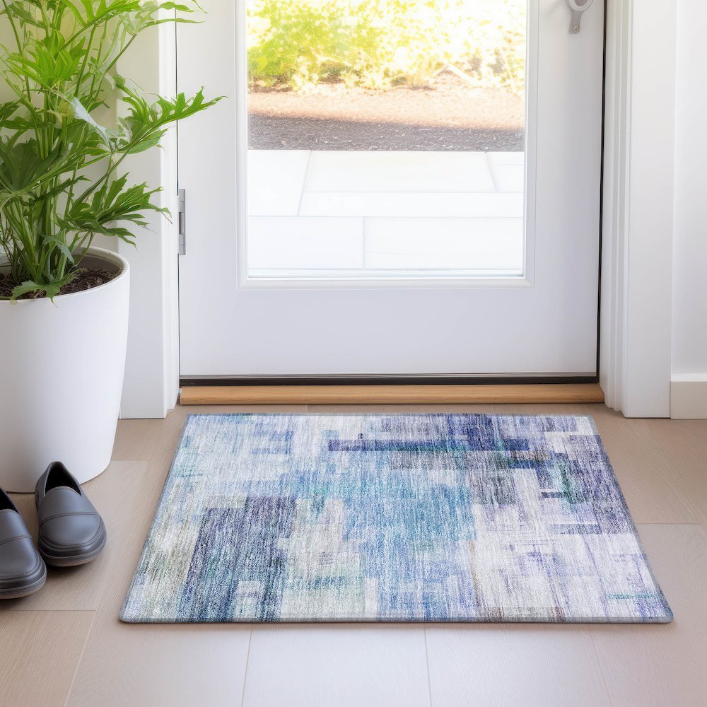 Luxury Washable Indoor/Outdoor Ravenna Blue 1'8" x 2'6" Rug