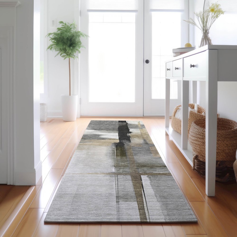 Luxury Washable Indoor/Outdoor Ravenna Gray 2'3" x 7'6" Runner Rug