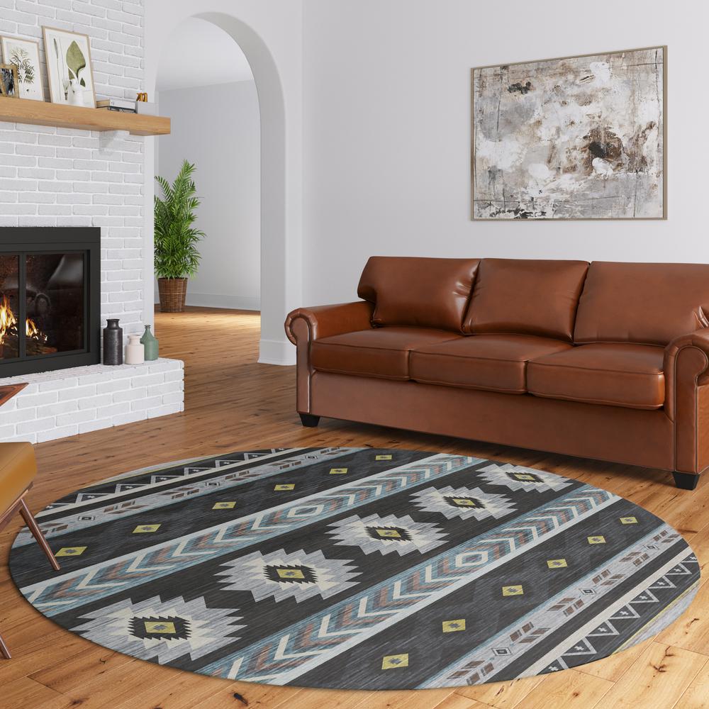 Indoor/Outdoor Sonora ASO33 Midnight Washable 8' x 8' Round Rug