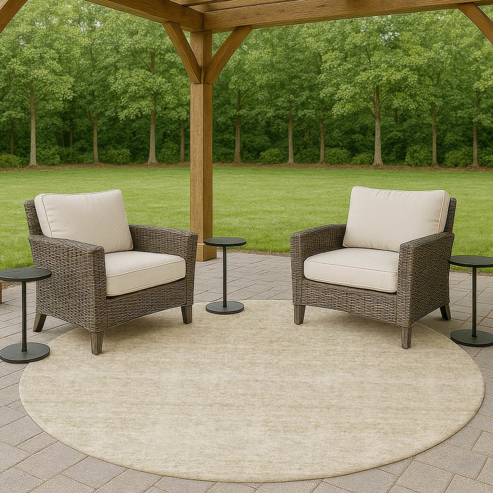 Luxury Washable Indoor/Outdoor Soft Essentials SE1 Brown 8' x 8' Rug