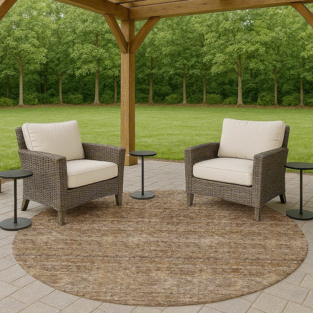 Luxury Washable Indoor/Outdoor Soft Essentials SE1 Brown 8' x 8' Rug