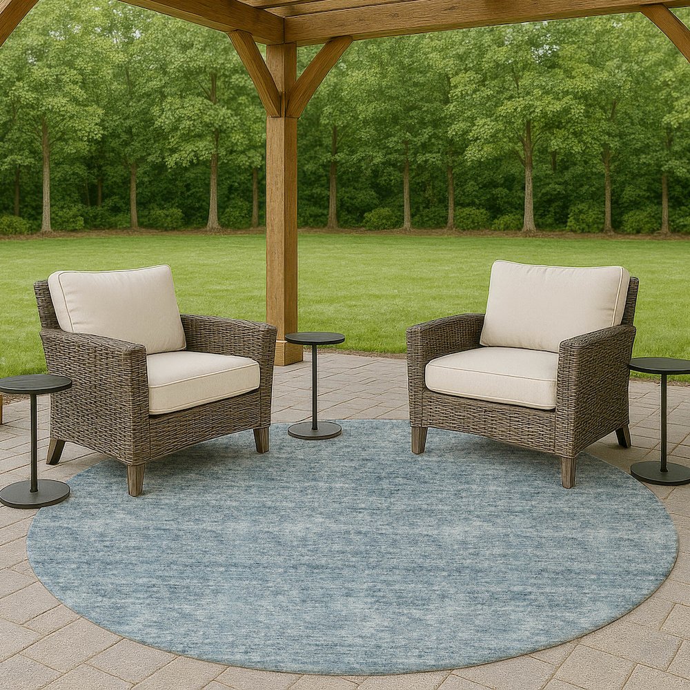 Luxury Washable Indoor/Outdoor Soft Essentials SE1 Blue 8' x 8' Rug