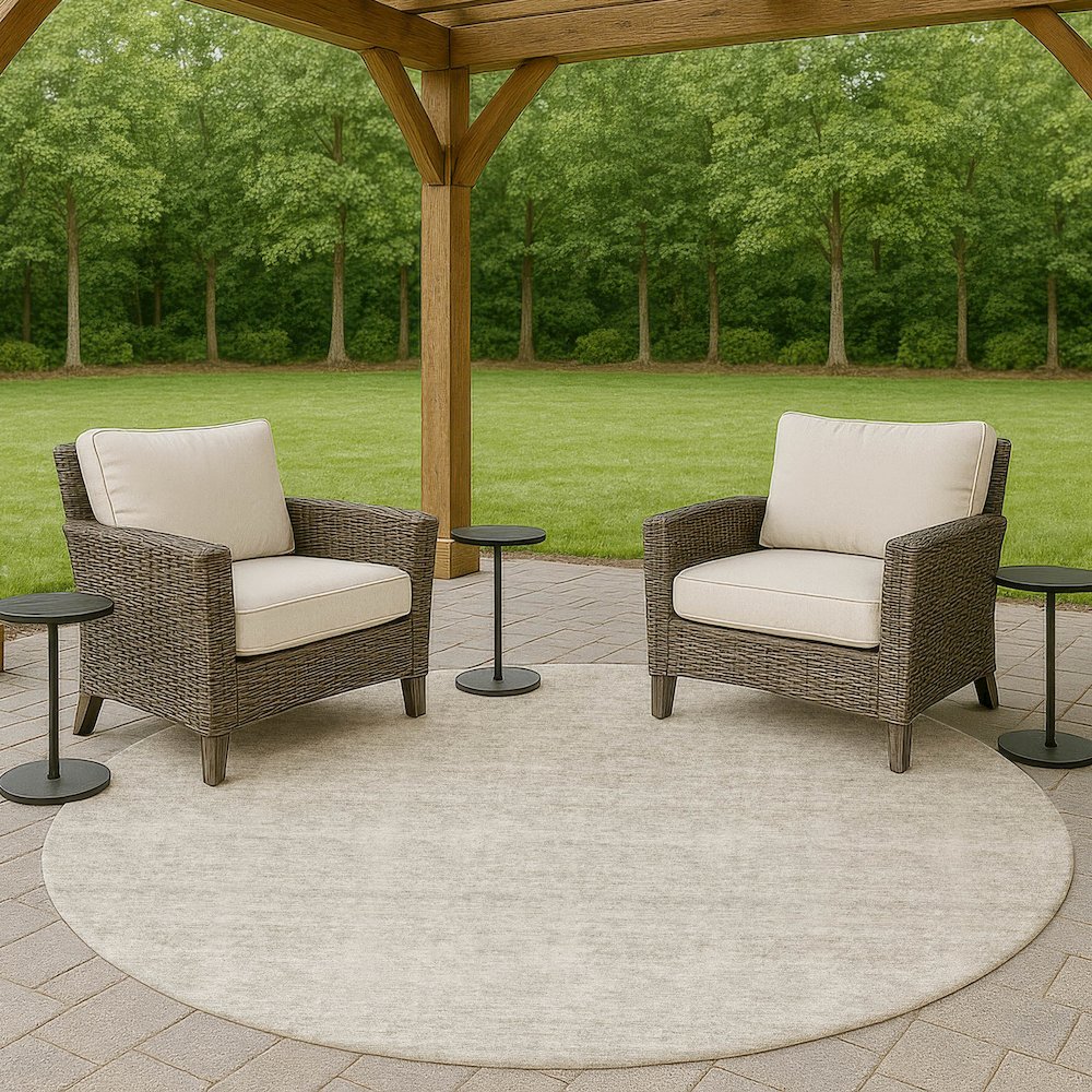 Luxury Washable Indoor/Outdoor Soft Essentials SE1 Ivory 8' x 8' Rug